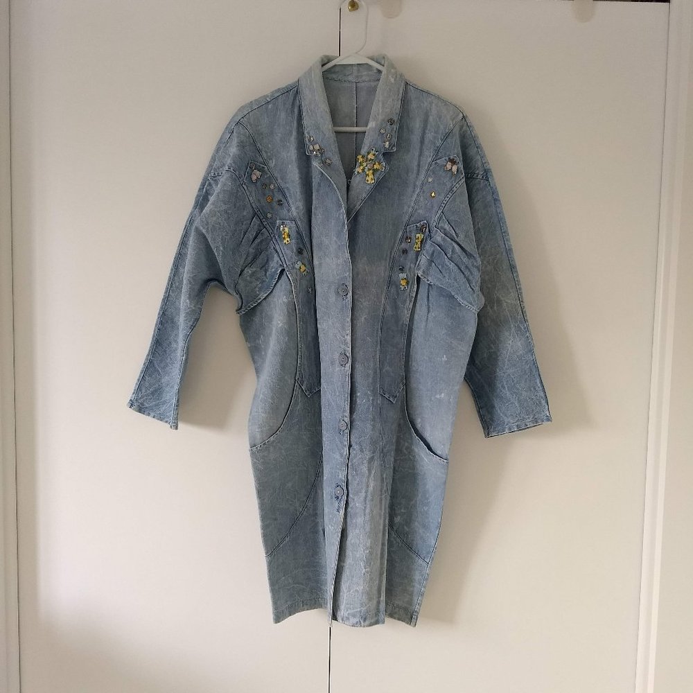 vintage 80s acid wash denim shirtdress topper🎈HOST PICK🎈